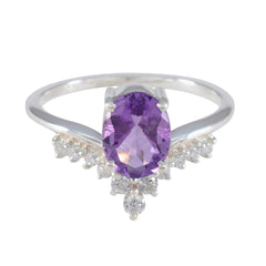 Jiwoo Purple Gemstone Halo Ring with Sterling Silver Amethyst Purple