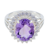 Lakshmi Purple Gemstone Halo Ring with Sparkling Accents Amethyst Purple