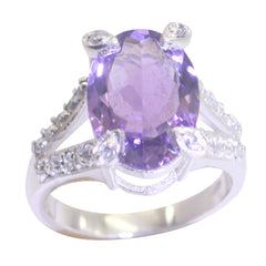 Carolina Purple Gemstone Halo Ring with Silver Band Amethyst Purple
