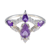 Siti Purple Gemstone Halo Ring with Silver Setting Amethyst Purple