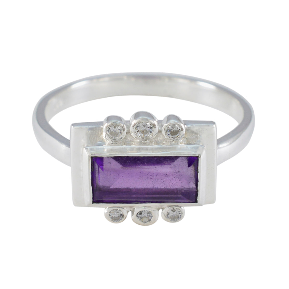 Clara Purple Gemstone Halo Ring with Silver Setting Amethyst Purple