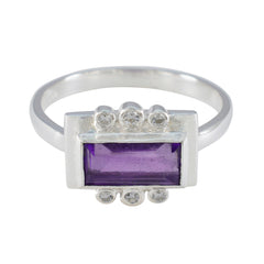 Clara Purple Gemstone Halo Ring with Silver Setting Amethyst Purple