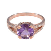 Aurora Purple Gemstone Halo Ring with Rose Gold Amethyst Purple