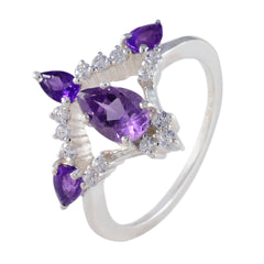 Siti Purple Gemstone Halo Ring with Silver Setting