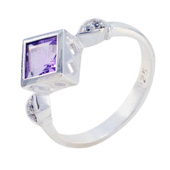 Meera Purple Gemstone Halo Ring Sterling Silver