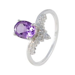 Jiwoo Purple Gemstone Halo Ring with Sterling Silver