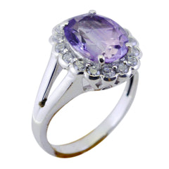 Araya Purple Gemstone Halo Ring with Silver Band
