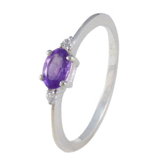 Ayaka Purple Gemstone Halo Ring with Silver Band