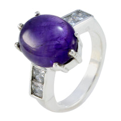 Bianca Purple Gemstone Halo Ring with Silver Band