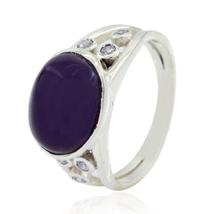 Alejandra Purple Gemstone Halo Ring in Sterling Silver