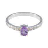 Luna Purple Gemstone Halo Ring with Sterling Silver Amethyst Purple