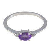 Ayaka Purple Gemstone Halo Ring with Silver Band Amethyst Purple