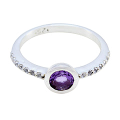 Naomi Purple Gemstone Halo Ring with Sterling Silver Amethyst Purple
