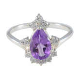 Xiu Purple Gemstone Halo Ring with Pear Cut Amethyst Amethyst Purple