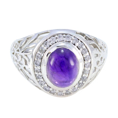 Luisa Purple Gemstone Halo Ring in Sterling Silver