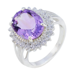 Lakshmi Purple Gemstone Halo Ring with Sparkling Accents
