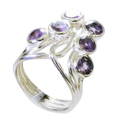 Lea silver ring featuring multiple purple gemstones in a unique hexagon design purple gemstone hexagon ring