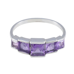 Priya silver ring featuring multiple purple gemstones in a modern design purple gemstone ring