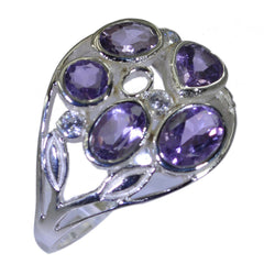 Scarlett purple gemstone ring for women with multiple oval and round purple stones set in silver band