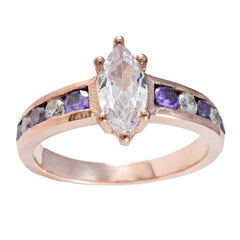 Li Lee purple gemstone ring for women featuring marquise clear center stone and purple side gems