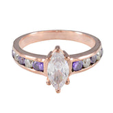 Li Lee purple gemstone ring for women with marquise clear center stone and purple accents on rose gold band