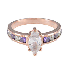 Li Lee purple gemstone ring for women with marquise clear center stone and purple accents on rose gold band