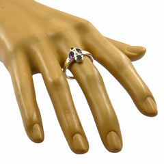 Hyejin silver purple gemstone ring for women on display mannequin hand with teardrop stones