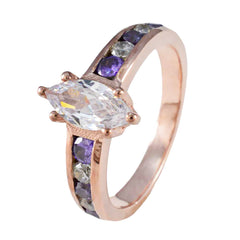 Li Lee purple gemstone ring for women with marquise clear center stone and alternating purple and clear side stones