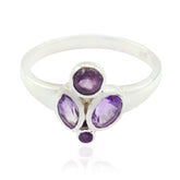 Hye jin silver ring with four bezel set purple stones in cluster design purple gemstone ring for women