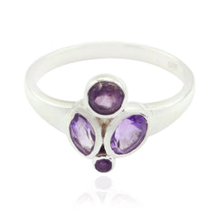 Hye jin silver ring with four bezel set purple stones in cluster design purple gemstone ring for women