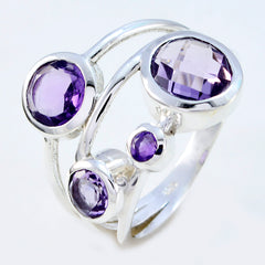 Noelia sterling silver ring with four faceted purple gemstones in modern cluster design purple gemstone ring for women