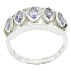 Marie sterling silver ring with five marquise purple stones purple gemstone ring for women elegant stacking band