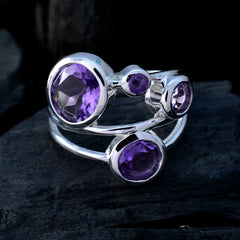 Ivy sterling silver multi stone purple gemstone ring for women with faceted amethyst stones and wrap band design