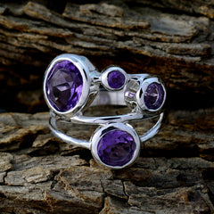 Ivy sterling silver ring featuring multiple faceted amethyst stones purple gemstone ring for women elegant design