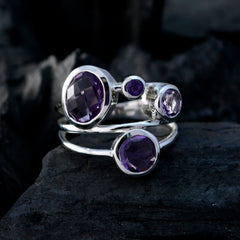 Noelia sterling silver purple gemstone ring for women with multiple faceted amethyst stones