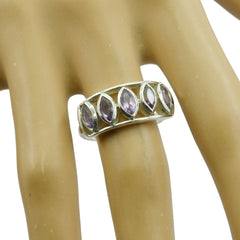 Marie sterling silver ring with five marquise purple stones purple gemstone ring for women elegant band