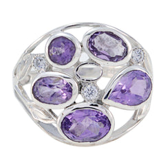 Scarlett purple gemstone ring for women featuring multiple purple stones in silver setting