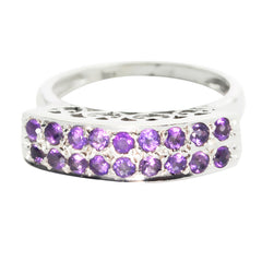 Aiko Purple Gemstone Ring with Silver Shine Amethyst Purple