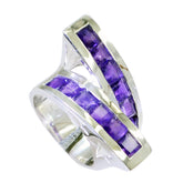 Isabelle silver ring featuring a stylish purple gemstone ring design with square-cut stones