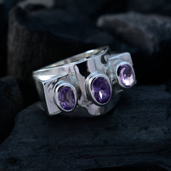 Olivia silver ring featuring three purple gemstones for a stylish purple gemstone ring