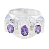 Olivia silver ring featuring three oval purple gemstones purple gemstone ring