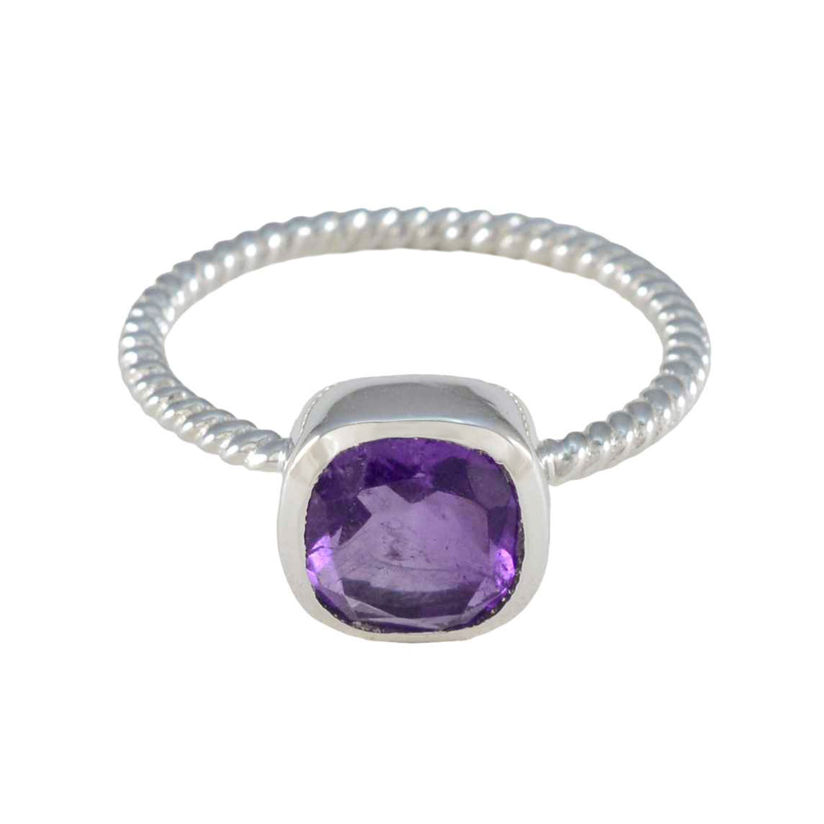 Eun-ji Purple Gemstone Solitaire Ring in Silver Amethyst Purple