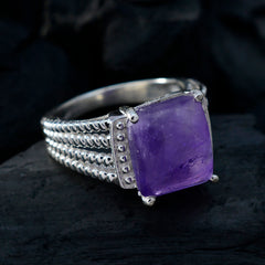 Meera Purple Gemstone Solitaire Ring in Silver