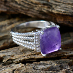 Meera Purple Gemstone Solitaire Ring in Silver
