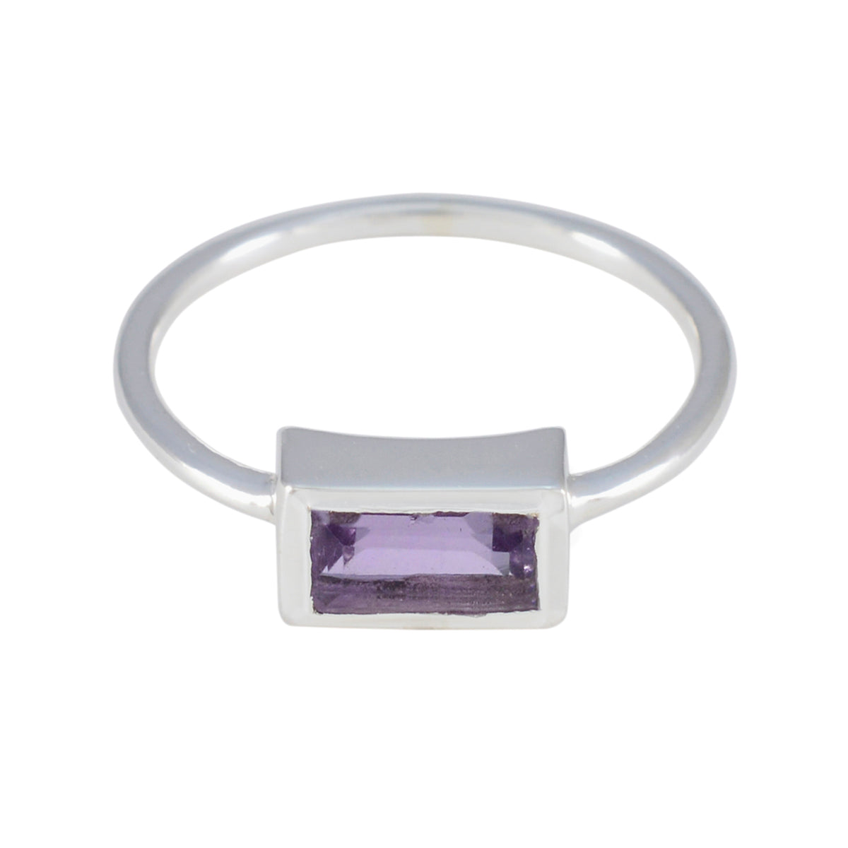 Hye-jin Purple Gemstone Solitaire Ring in Silver Amethyst Purple