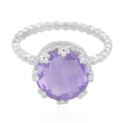 Riley Purple Gemstone Solitaire Ring in Silver Amethyst Purple