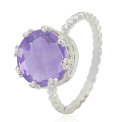 Riley Purple Gemstone Solitaire Ring in Silver