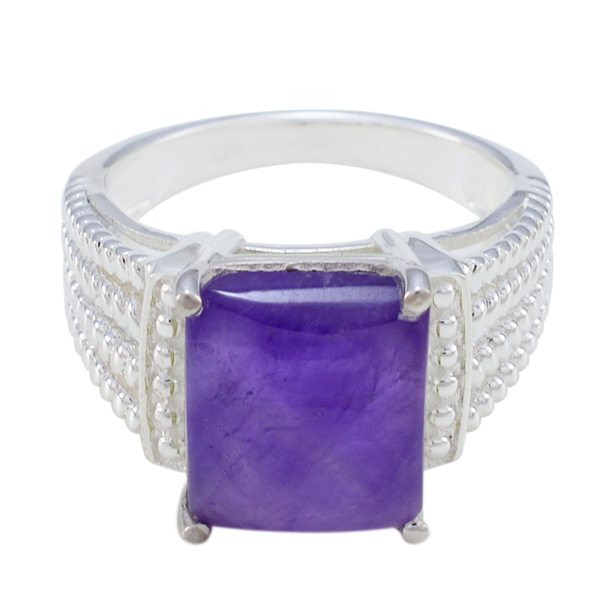 Meera Purple Gemstone Solitaire Ring in Silver Amethyst Purple