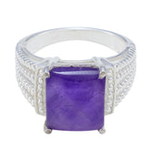 Meera Purple Gemstone Solitaire Ring in Silver Amethyst Purple