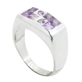 Pauline sterling silver ring with rectangular top set with multiple purple stones purple gemstone statement ring